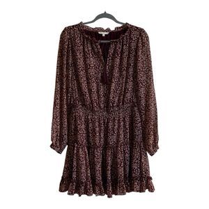 Rebecca Minkoff  Dress MEDIUM Purple Long Sleeve Floral Knee Length Swing Tunic